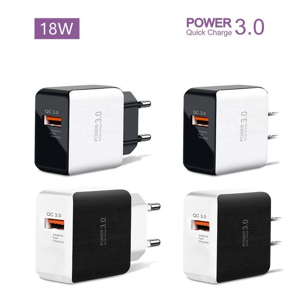 QC3.0 Cargador de pared USB rápido y rápido Adaptador de corriente de 18 W 5V 3A 9v 2A para Iphone 12 13 14 15 samsung s7 s8 S10 S22 S23 lg teléfono Android Paquete minorista