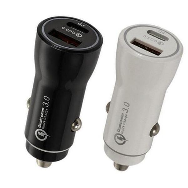 QC3.0 Chargeurs de voiture rapides Quickclk SCP PD Type C n Connecteur USB Pour tous les téléphones intelligents
