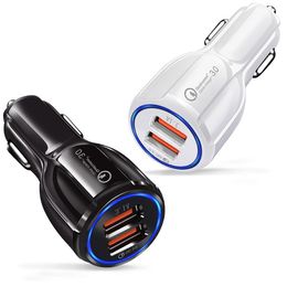 Chargeur de voiture pour téléphone portable double USB QC3.0 adaptateur de Charge rapide chargeur intelligent 12 V 3.1A pour Smartphones iPhone Android Samsung