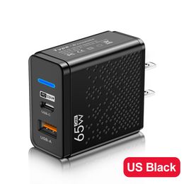 QC3.0/PD chargeur rapide 65W double Port chargeur pour prise ue/royaume-uni/états-unis chargeur rapide USB/type-c pour téléphone portable pour iphone Samsung OPPO