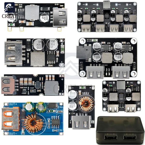 QC3.0 QC2.0 USB DC-DC Buck Converter Cargo Módulo de paso hacia abajo 6V-32V 9V 12V 24V Para una placa de circuito de cargador rápido rápida 3V 5V 12V