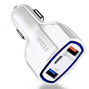 QC3.0 Quick 2 Port Chargers 6.8A LED Dual Port USB autolader met Type C