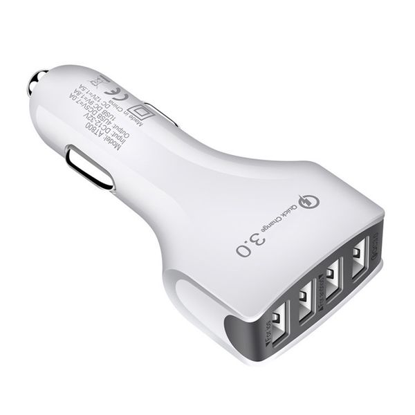 Cargador de coche rápido QC3.0, cuatro USB, encendedor de cigarrillos, carga rápida para iPhone, Xiaomi, adaptador de coche