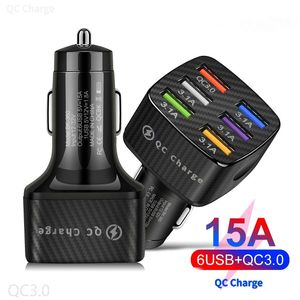 Cargador rápido de carga rápida QC3.0, cargador de coche con 6 puertos USB para iPhone, Samsung, Huawei, tableta, certificado CE FCC ROHS