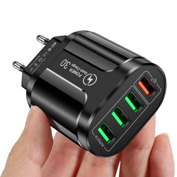 Adaptador de cargador de teléfono rápido de pared QC3.0 4USB para Samsung para iPhone Múltiples modelos de teléfono