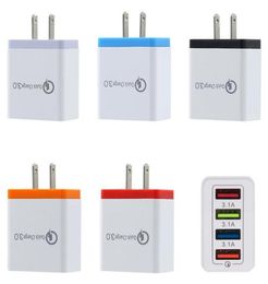 QC30 4 Ports USB Wall Charger 5V 3A Quick EU US Plug Fast Charging Travel Adapter voor Samsung S8 S9 Note 8 9 10 Xiaomi1665902