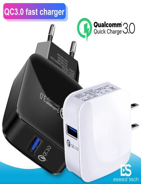 QC30 Carga rápida adaptable Cargador rápido Adaptador de viaje Cargador de pared para el hogar Versión de EE. UU. UE para iPhone X Samsung S9 Note 9 sin P3703978