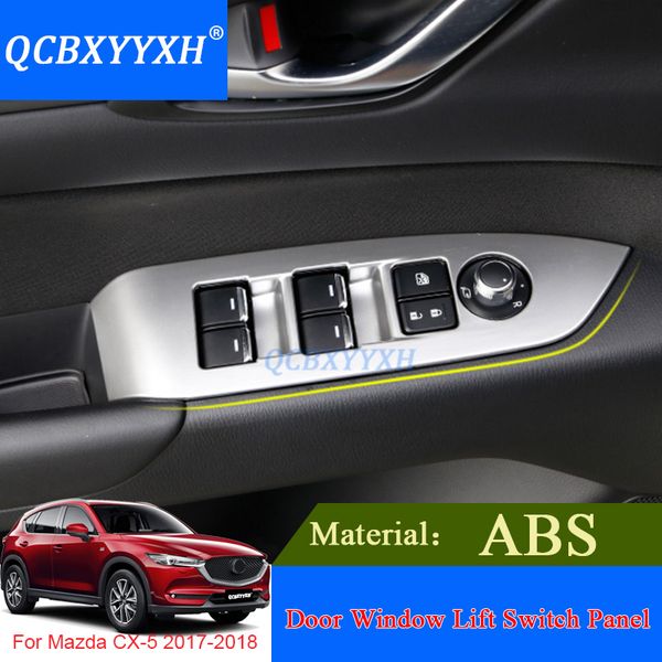 QCBXYYXH 4 Uds pegatinas de decoración interna ABS estilo de coche para Mazda CX-5 2017 2018 Panel de interruptor de elevación de ventana de puerta de coche lentejuelas