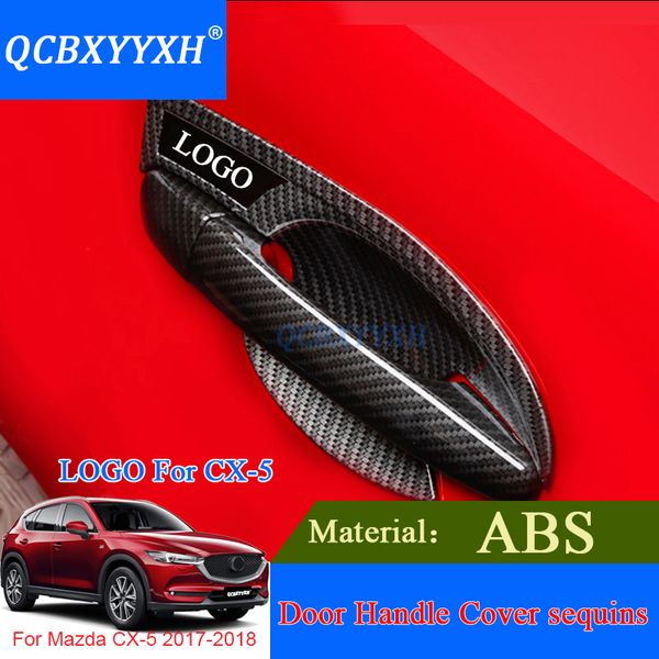 QCBXYYXH ABS noir de carbone garniture poignées de porte couverture autocollant décoration extérieure pour Mazda CX-5 2017 2018 poignée de porte bol couverture