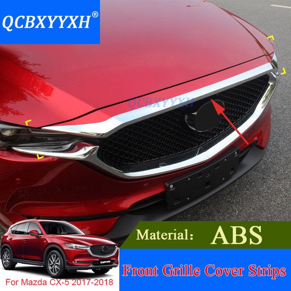 QCBXYYXH estilo de coche ABS cromado 1 Uds cubierta de motor de capó de rejilla delantera embellecedor para Mazda CX-5 2017 2018 accesorios externos de lentejuelas