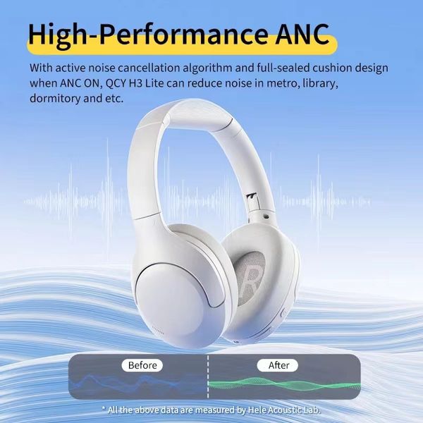 QCY H3 AVAR inalámbricos Auriculares Bluetooth 5.4 Audio de alta resolución sobre el oído auriculares 43dB Auriculares de cancelación de ruido activo híbrido 60h
