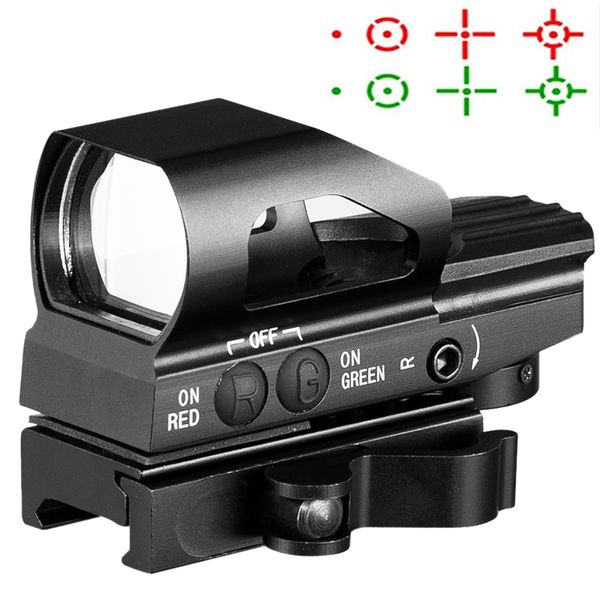 QD Rápido Green Red Dot Metal táctica Holográfica 4 Mira de caza de retículas para el riel de 20 mm Picatinny Rail Alcance