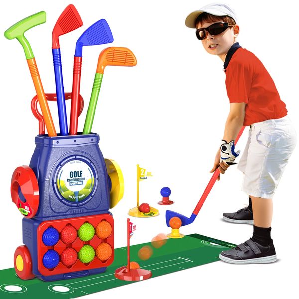 QDRAGON Juego de palos de golf para niños Juego de pelota de golf para niños Juego de juguetes deportivos Regalo para niños Niñas 2 3 4 5 6 años Juegos de interior 240226