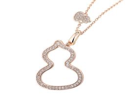 Qee Petite Wulu collier gourde femmes pur argent plaqué or 18 carats Mini gourde pendentif incrusté de diamants chaîne de clavicule de luxe 3127516