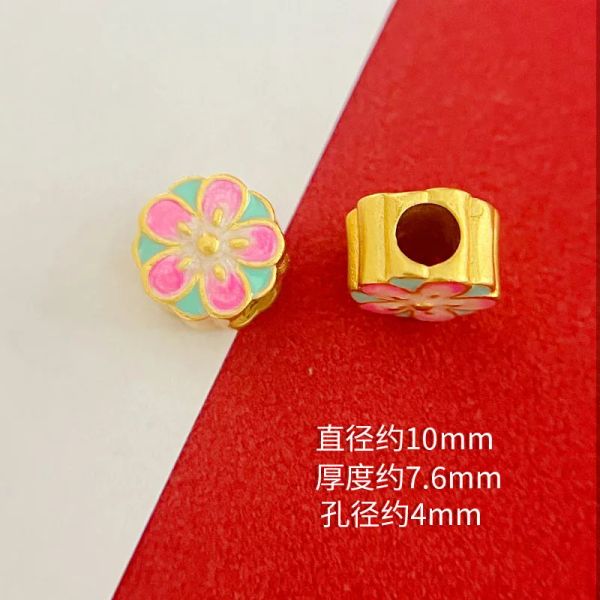 QEENKISS 24KT Gold Flower Lotus Perles charme pour bracelet bricolage Fabrication pour filles accessoires de bijoux en vrac AC504