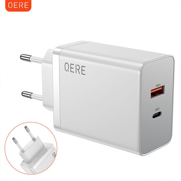 QERE 65W PD GaN téléphone adaptateurs universels prise ue sûr Type C USB charge rapide intelligente Mini chargeur rapide Portable