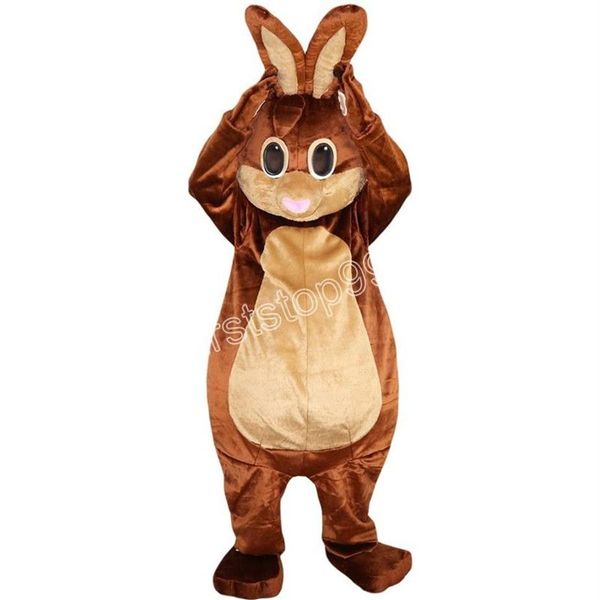 QERFORMANCE Costume de lapin marron mascotte de lapin en peluche avec masque pour fête de Pâques pour adultes Dress2283