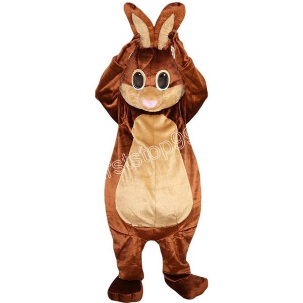 QERFORMANCE Costume de lapin marron Costume de mascotte de lapin en peluche avec masque pour fête de Pâques pour adultes Dress2173