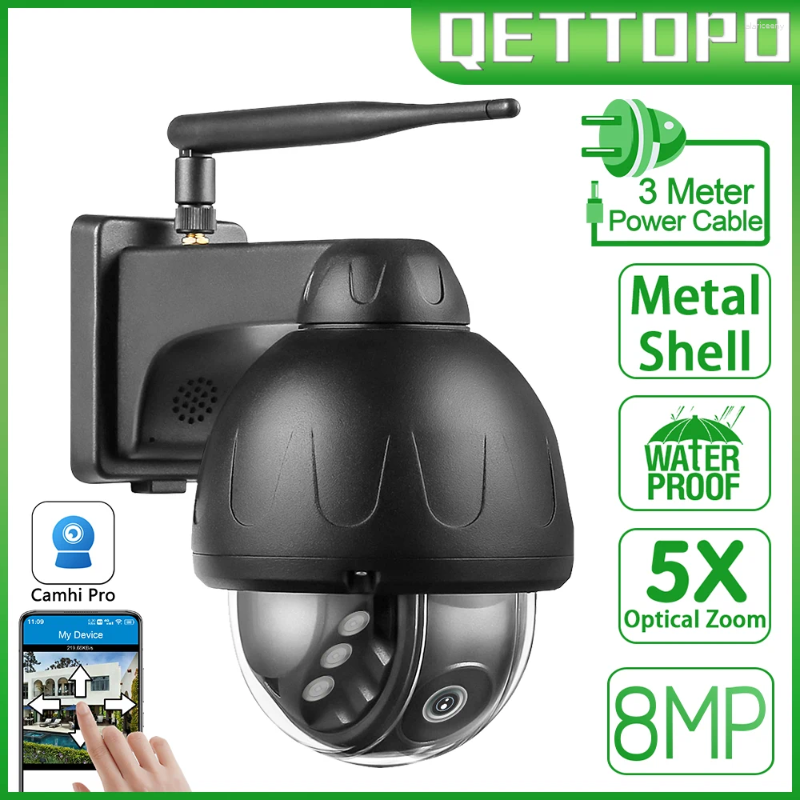 Qettopo 4K 8MP Full Metal 5G WIFI Surveillance Camera Night Vision Auto Tracking Waterproof PTZ IP Security Camhi