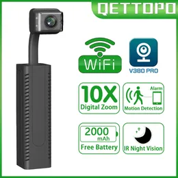 Qettopo 5MP WIFI Mini Camera Ingebouwde 2000mAh Batterij Bewegingsdetectie 1080P Beveiliging CCTV Surveillance IP V380 PRO