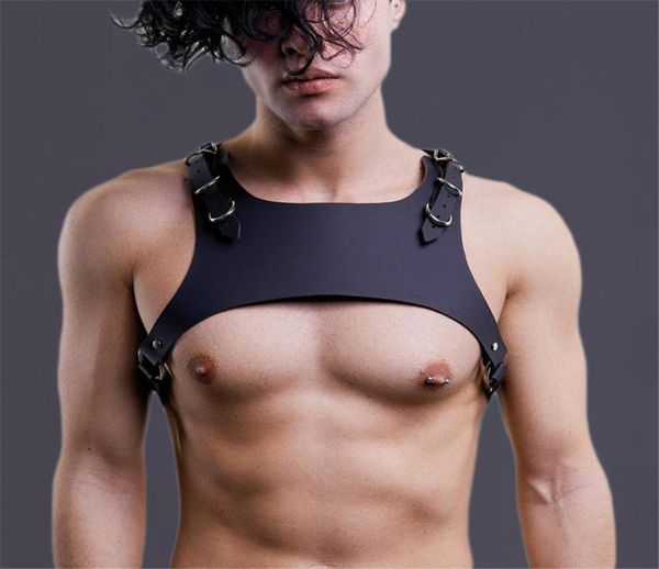 Qfurdream harnais mâle ceintures d'épaule Pastel hommes ceinture en cuir réglable boucle en métal taille corps Bondage jouets pour Man3771001