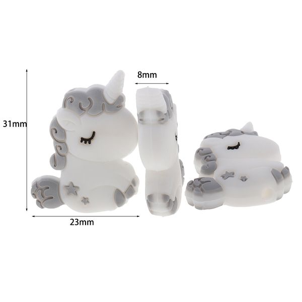 QHBC 20pcs silicona mini cuentas de unicornio bpa baby baby teher colgante recién nacido joya dentición juguetes de ducha accesorios animales