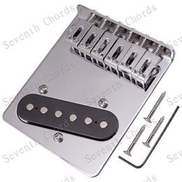 QHX Chrome 6 Flat Saddle Guitar Bridge Pickup voor elektrische gitaaraccessoires Muziekinstrument (3 schroeven gat)