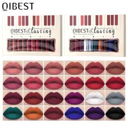 QI 12 stks Matte Vloeibare Lipstick Set Waterdichte Langdurige Fluwelen Naakt Rode Lipgloss Tint Make-Up Cosmetische Lipsticks Lipgloss 240327