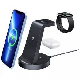 Qi 15W 3 in 1 draadloze lader QC 3.0 Fast Charge Stand Multi Charger Station Dock voor iPhone 14 Pro Max/14 Plus/13/12 Samsung S22 AirPods 3 2