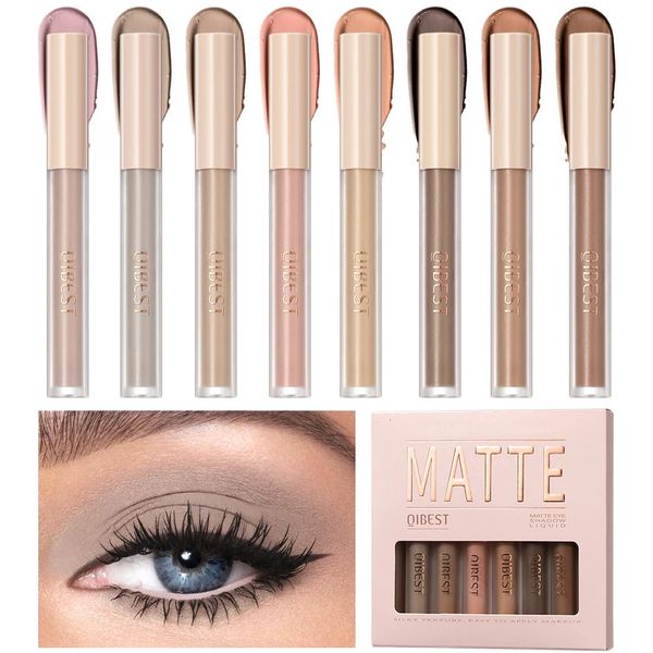 QI 8 Color Mate Sombra de ojos líquida Set Sombras de ojos impermeables de larga duración Secado rápido Sombra de ojos blanca desnuda Cosméticos de maquillaje 240110