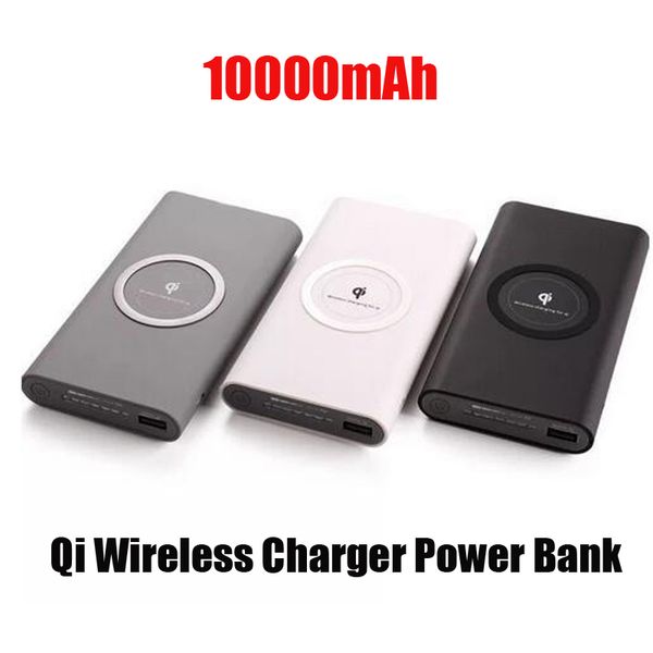 Cargador inalámbrico Qi 10000mAh Banco de energía de la batería Adaptador de carga rápida para teléfonos inteligentes Samsung Galaxy S20 S23 iPhone 14 13 12 11 Plus Pro Max con caja al por menor