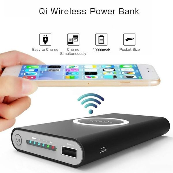 Cargador inalámbrico Qi 10000mAh Bancos de energía para iPhone X 8Plus Samsung Note8 S9 S8 Plus S7 Cargadores portátiles para teléfonos móviles Powerbank