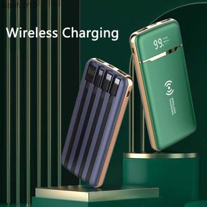 Qi chargeur sans fil Power Bank 20000mAh pour iPhone 13 12 Samsung S22 Xiaomi batterie externe Powerbank câble intégré Poverbank L230712