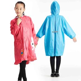 QIAN impermeable niños impermeable abrigo niños y niñas niños lindo dibujos animados lluvia poncho con capucha banda elástica impermeable chaqueta de lluvia 210320