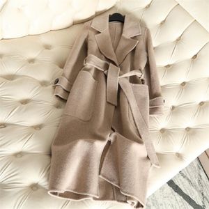 Qian Si Chen automne 100% Cashmere Coat Alpaca Winch Winter Matel Femme Long Wool Coat Bure