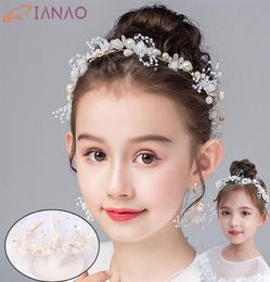 QIANAO Perle perles fleur couronne princesse diadèmes et couronne casque mariée diadème tête bijoux femmes mariage cheveux accessoires5114917