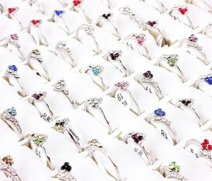 QianBei 50 stks set Hele Gemengde Veel Glanzende Kristallen Strass Ringen Kid Kinderen Engagement Bruiloft Bruids Vinger Ring Jewelry1981313380286