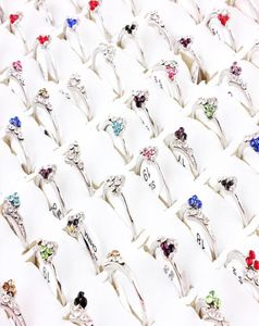 Qianbei 50pcset hele gemengde kavels glanzende kristal strass ringen kind kinderen verloving bruiloft bruids vinger ring sieraden6440051