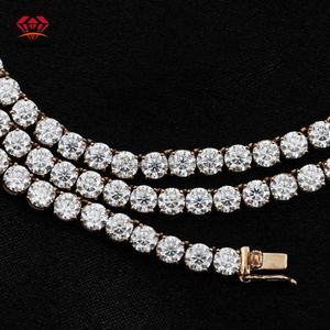 Qianjian Hip Hop 925 zilver wit goud vergulde Moissanite diamant 8 mm tennisketting