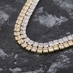 Qianjian – bijoux tendance en argent Sterling 925, coupe Baguette, diamant Vvs Moissanite, chaîne de Tennis de 10mm pour hommes