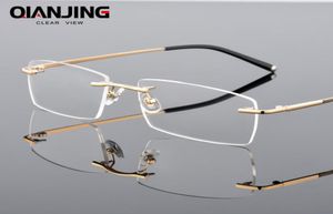 Qianjing alliage de lunettes optiques sans montée en crainage de spectacles de crumplarisation messages de lunettes sans cadre enrèce