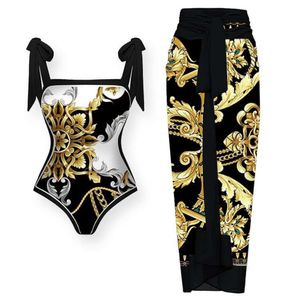 Qianmo 2024 Nuevo Bikini de doble cara dos set Sexy Black Impreso de una pieza para mujeres para mujeres