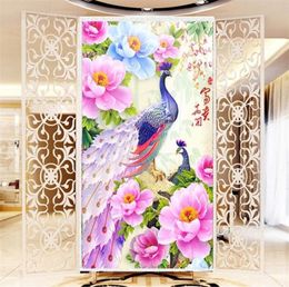 QiANZEHUIDIY Diamond BorderyRound Diamond Blossoming Rich Peacock Full Borded Diamond Painting Cross StitchNeedlework 2016332003