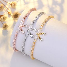 Qiao Lanxuan – bracelet en argent sterling pour étudiant, avec nœud légèrement incrusté de perles de réglage en zircon, bijoux