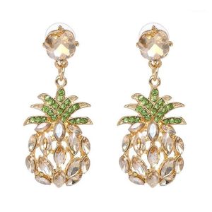 Qiaose Crystal Rhinestone Ananas Dangle Drop Oorbellen voor Vrouwen Mode-sieraden Boho Maxi Collectie Oorbellen Accessoires1298B