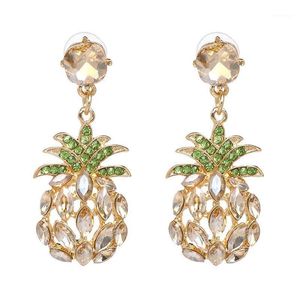 Qiaose Crystal Rhinestone Ananas Dangle Drop Oorbellen voor Vrouwen Mode-sieraden Boho Maxi Collectie Oorbellen Accessoires1281j