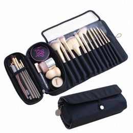 Qiaqu Make-upborsteltas Reisorganisator Cosmetische tas Multifunctioneel Make-upborstels Protector Doodskist Make-up Gereedschap Rollend etui Q3yr #