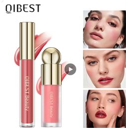 QIBEST 3 couleurs miroir eau brillant à lèvres verre Transparent huile à lèvres et visage Blush longue durée Pigment joue teinte Rouge fard à joues