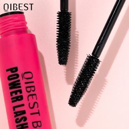 QIBEST Zwarte Mascara Waterproof Langdurige Wimpers Verlenging Niet-vlekken Verlenging Volume 4D Zijdevezel Mascara Cosmetica