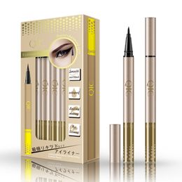 QIC Foundaton Makeup Black Eyeliner Sneldrogend Waterdicht Non-Smudge Eye Liner Potlood in Silver Gold Pakket Q602